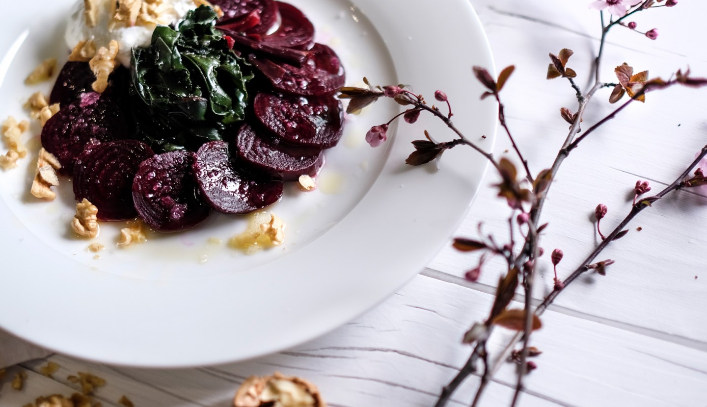 Beetroot Carpacio With Walnuts And Goat Cheese