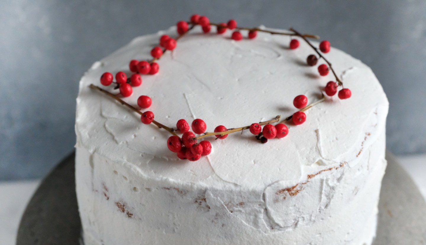 White Christmas cake with dates