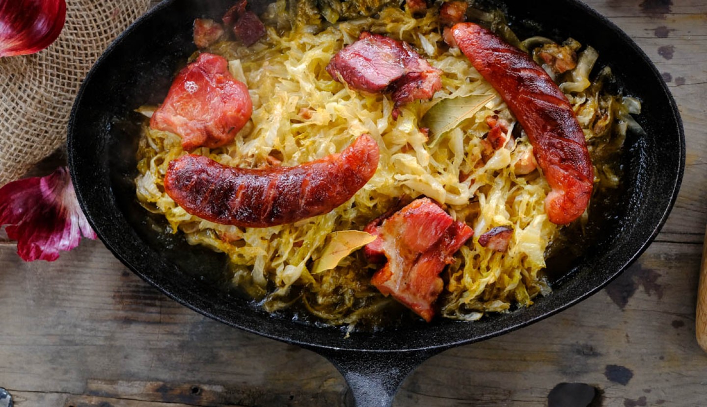 Roasted Sour Cabbage with Singlino & Sausage