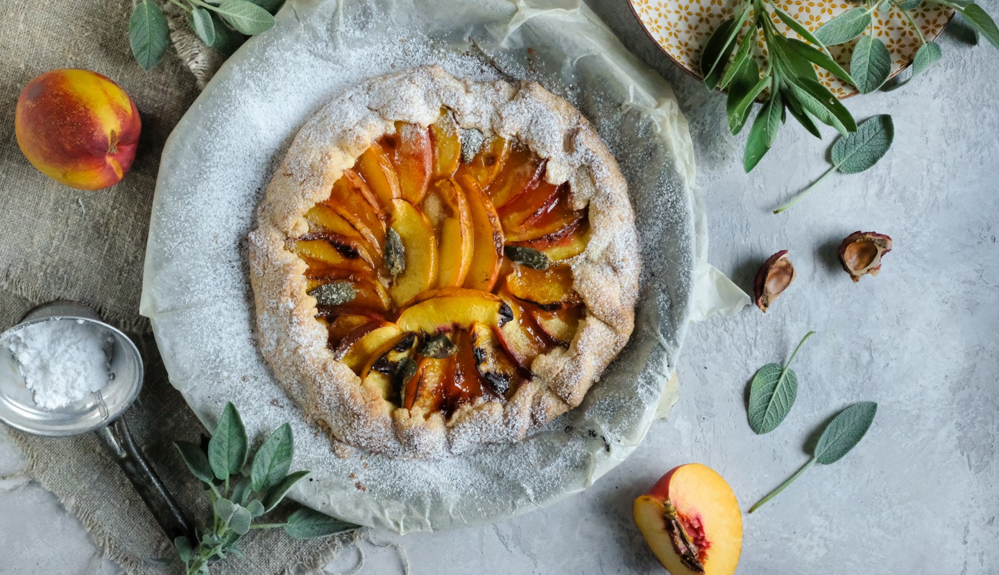 Nectarine and sage tart