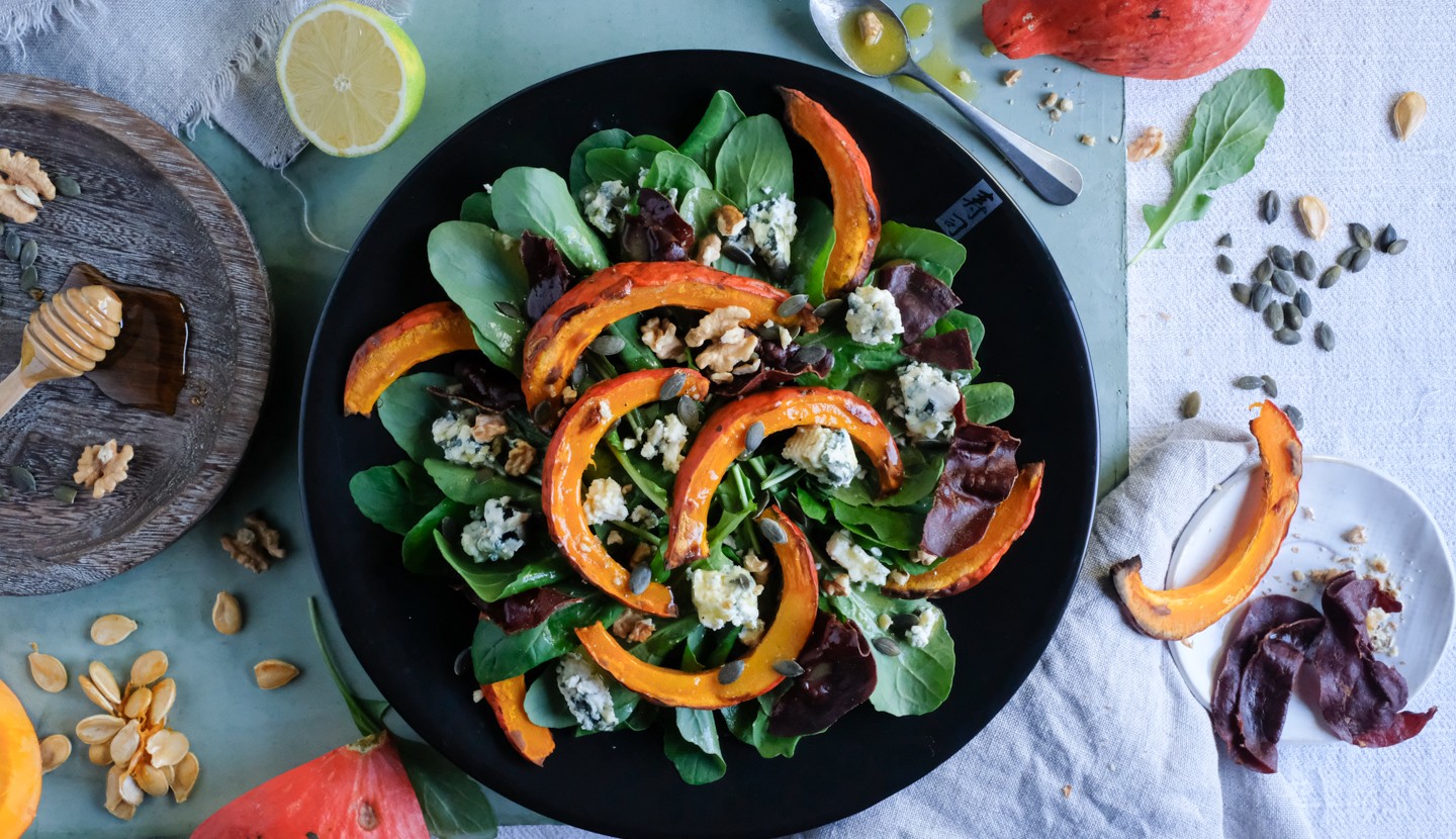 Roasted pumpkin and rocket salad