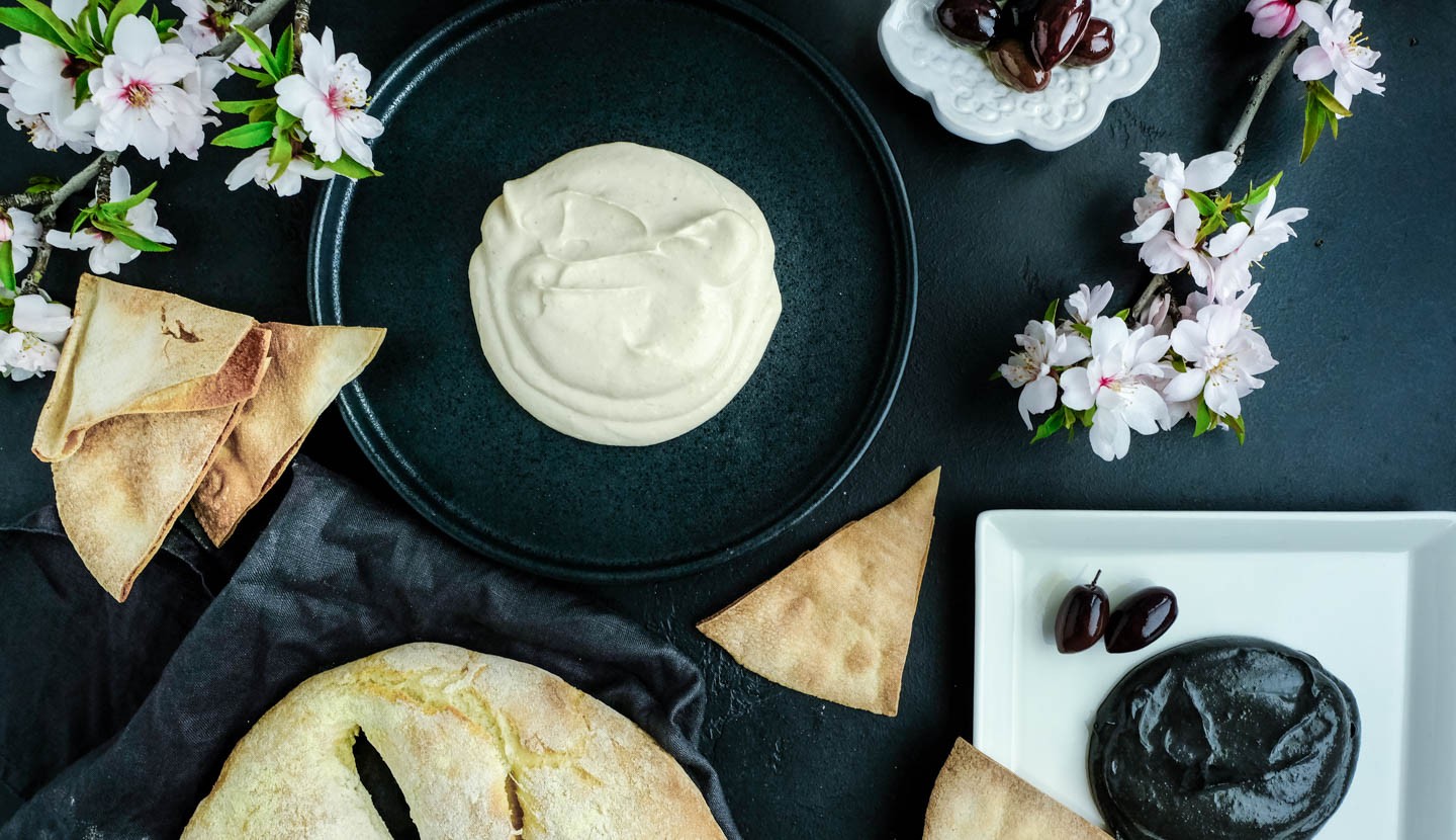 Black & White Fish Roe Spread with Fougasse (Lagana)